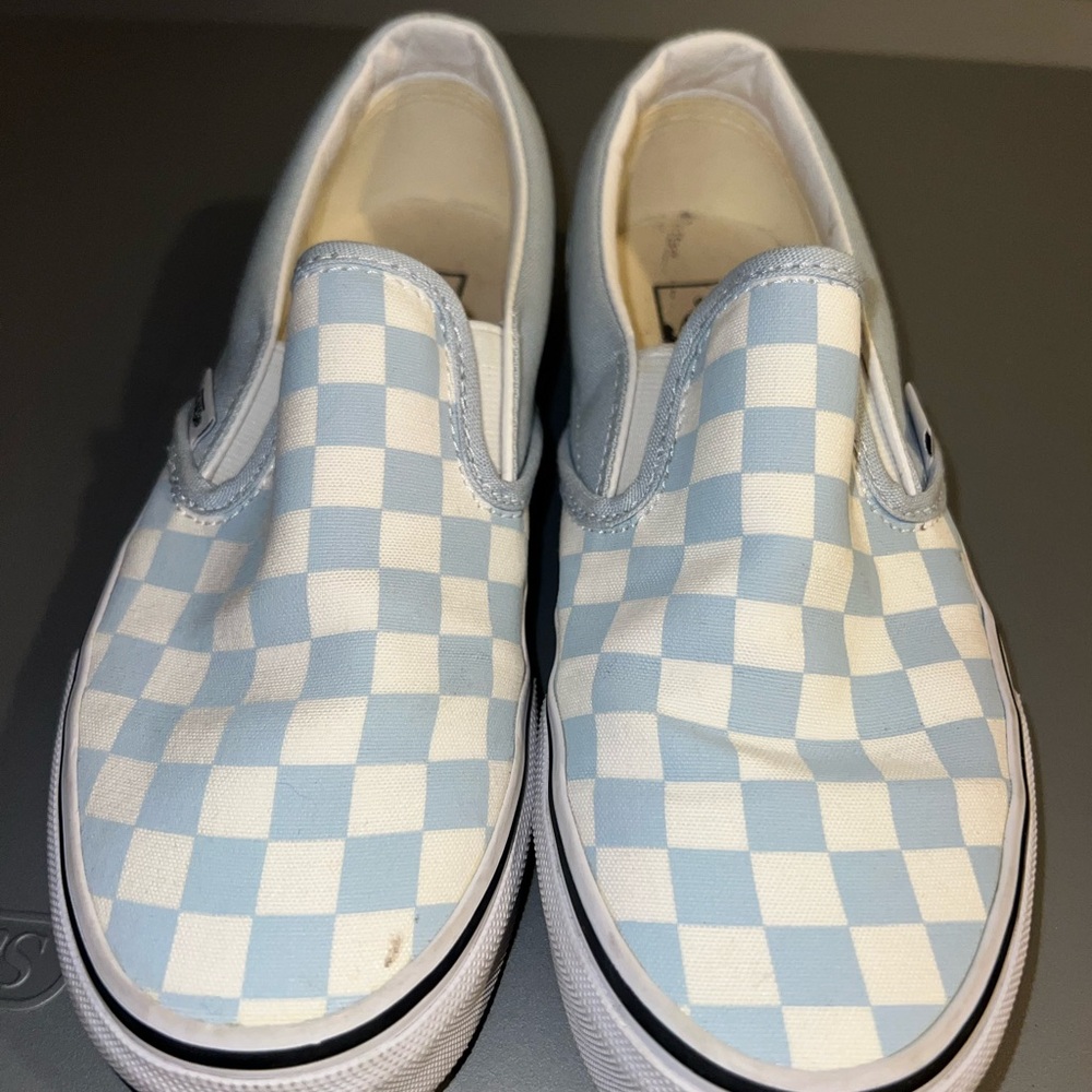 Checkered Slip-On Shoes - Blue and White